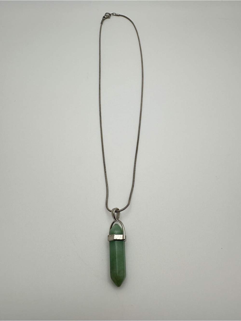 Green Crystal Point Pendant Necklace